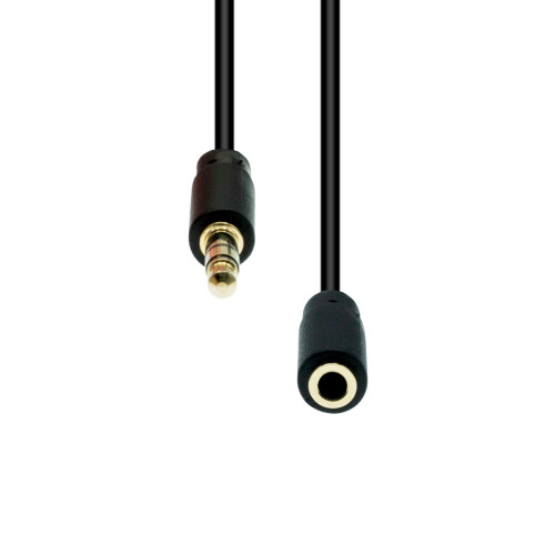 ProXtend Mini-Jack 4-Pin Slim Extension Cable Black 0.5M