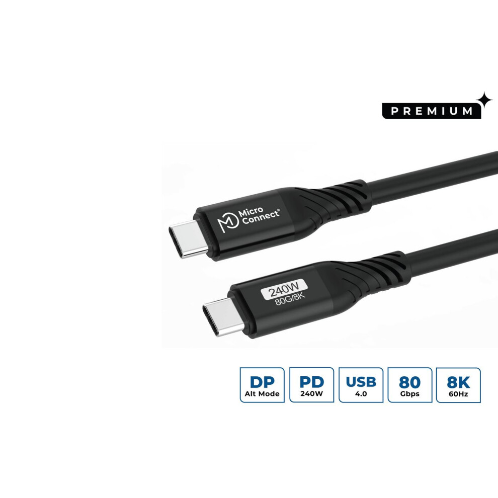Microconnect Usb-C Cable 1M 240W 80Gbps Usb4 Gen 4 5715063727225