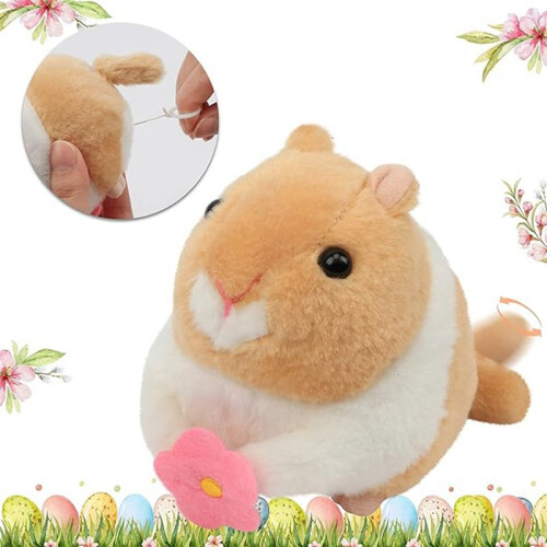 B Wind- Plush Toys,Clockwork Hamster,Wagging Tail Rotating Interactive Toys Stuffed Plush Toy 1