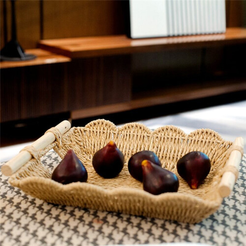 Wavy  Rectangular Tray Coffee Table Decorative Tray Desktop Storage Basket Weaving Basket 1