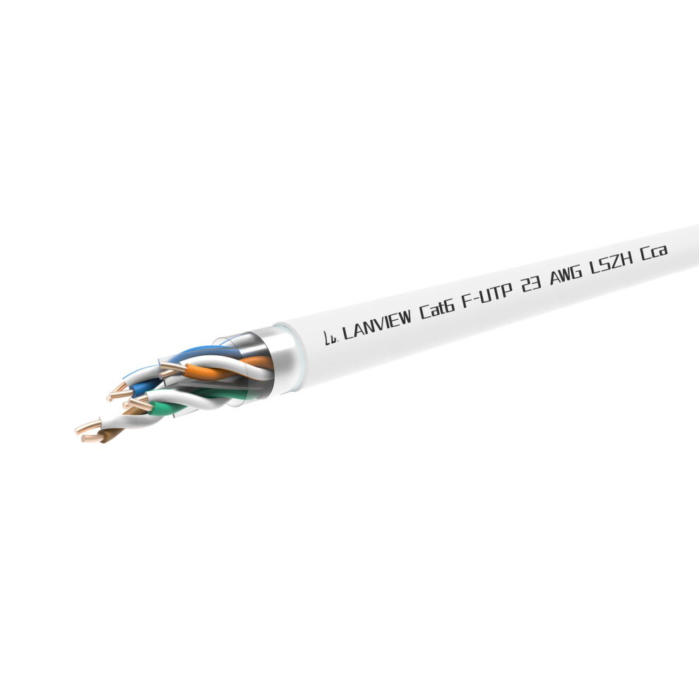 Lanview 305M Cat6 F-Utp Cable 4X2xawg23 Lszh Fire Class: Cca White 5715063353042