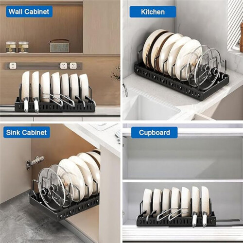 Pull-Out Cabinet Storage Telescopic Pot Cover Rack Table Storage Rack Multifunctional Dish Rack Without Punching Holes