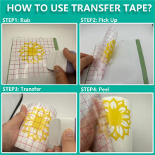 Rolo de Fita de Papel de Transferência de Vinil Transparente - Grade de Alinhamento Vermelho Transparente, Papel de Transferência para Silhouette