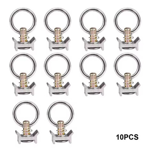 10-Pack L Track Aluminum Tie Downs with Stud and O-Ring Motorcycle Trailer Tie Downs