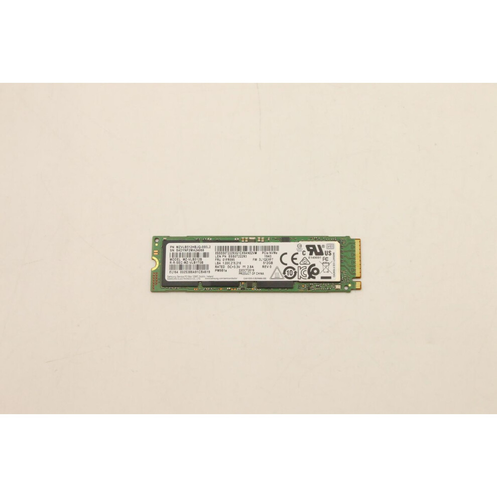 Lenovo 512Gb M.2 Pcie Nvme Ssd 3500Mb/S Read 2900Mb/S Write 300Tbw Endurance Aes-256 Encryption.
