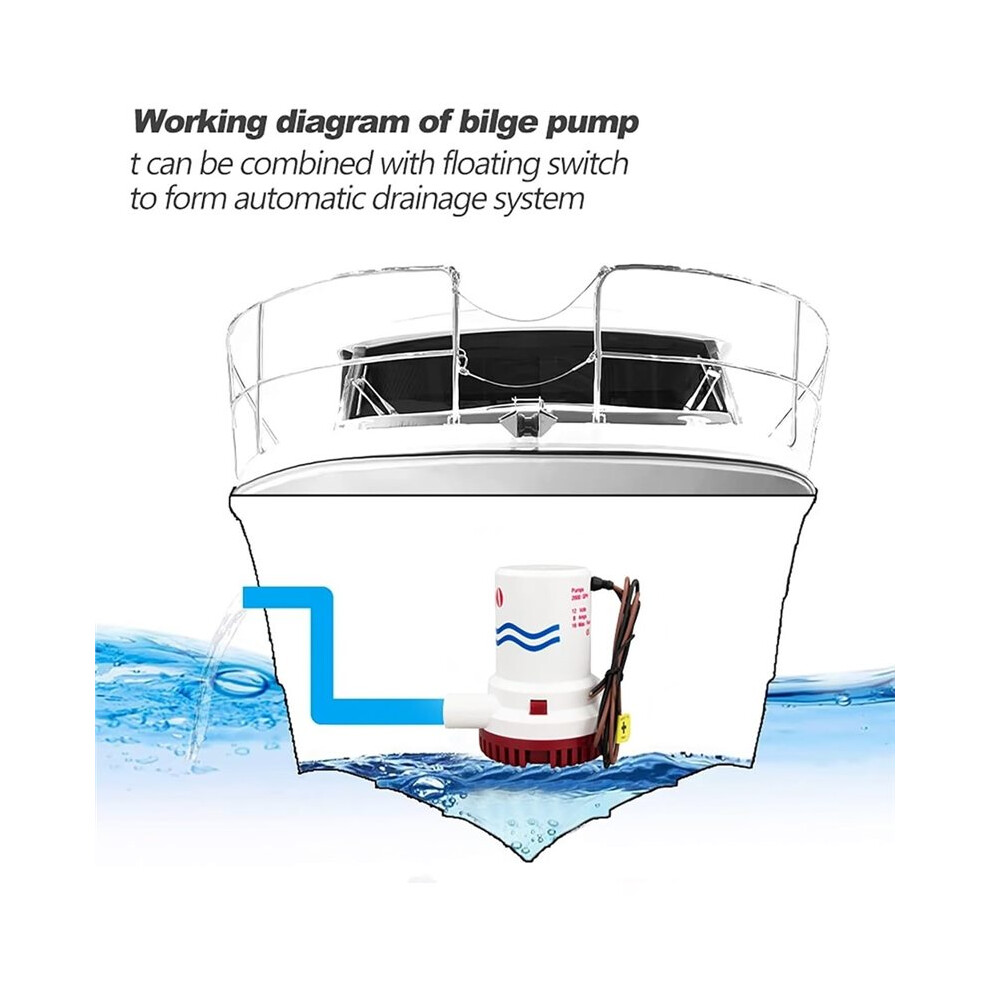 1Pc 12V 2000Gph Bilge Pump, Marine Submersible Pump, Boat And Yacht Drainage Pump, Submersible Pump 6033269024535