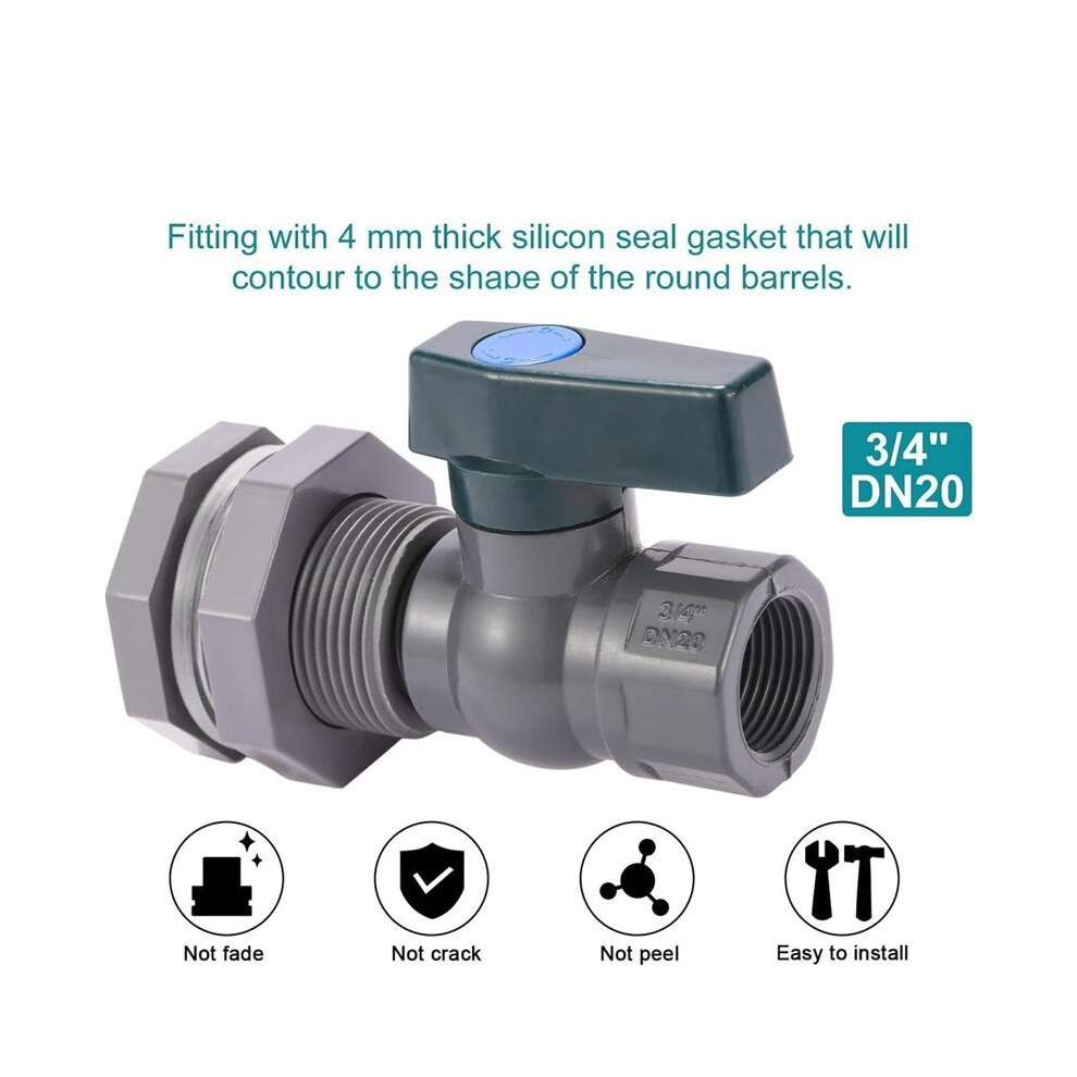 2 Set 3/4" Rain Bucket Spigot Kit - Water Bucket Pvc Garden Diverter Kit For Water Tanks, Aquariums Tubs, Pool 4713564154138