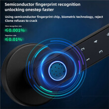 Swokely Fingerprint Türschloss, 4-in-1 Schlüsselloses Biometrisches Türschloss, Fingerabdruck/Passwort/Tuya App/Schlüssel-WLAN-Gateway