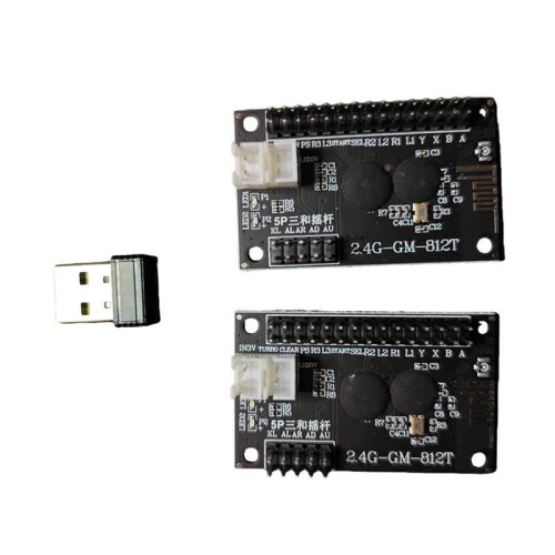 2,4-GHz-Funk-Controller für 2 Spieler mit USB-Arcade-Joystick-Encoder (Zero Delay) für DIY-Arcade-Spielkonsolen. 1