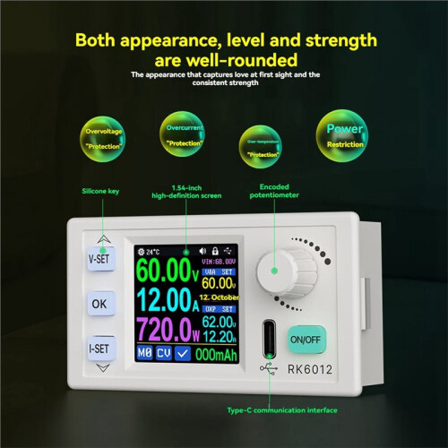 RK6012BT 60V 12A Step-Down - Voltage Transformer Model Converter Power Supply Module Adjustable Output Tester 2