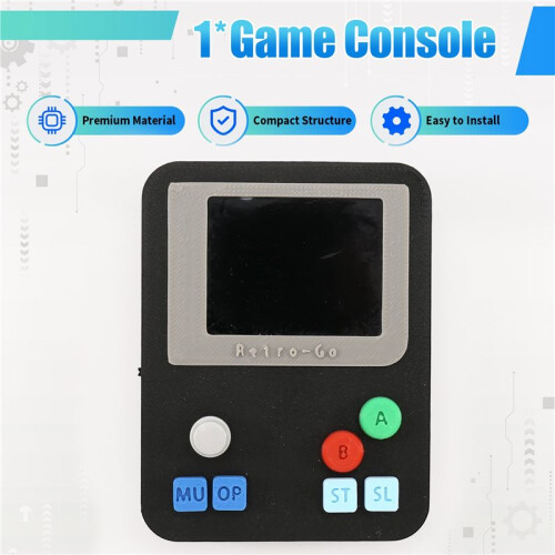 Retro-Go ESP32-S3 Handheld Game Console - Portable NES/FC Emulator, 2.4'' IPS Screen, Preloaded 100+ Games Black 1