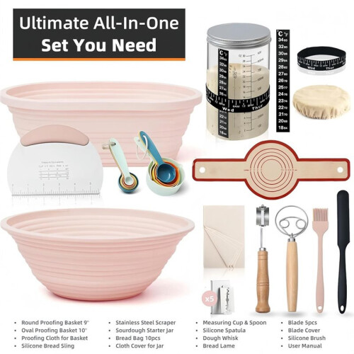 Yeast Culture Kit, Including Fermentation Basket, Round Fermentation Basket, Baking Mixer, and Egg Beater. 2