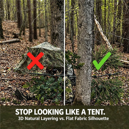 Hunting Concealment Branch Screening Stand,Portable Tree Stand Accessory, Adjustable Multi-Hook Camo Support for Hunting
