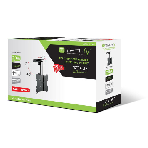 Techly Fold-Up Retractable Ceiling Mount 17"-37" Black 1