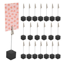 20 Stuks Kubusbasis Memocliphouder met Alligatorclip Houten Basis Tafelnummerhouder Kubusbasis Plaatskaarthouder