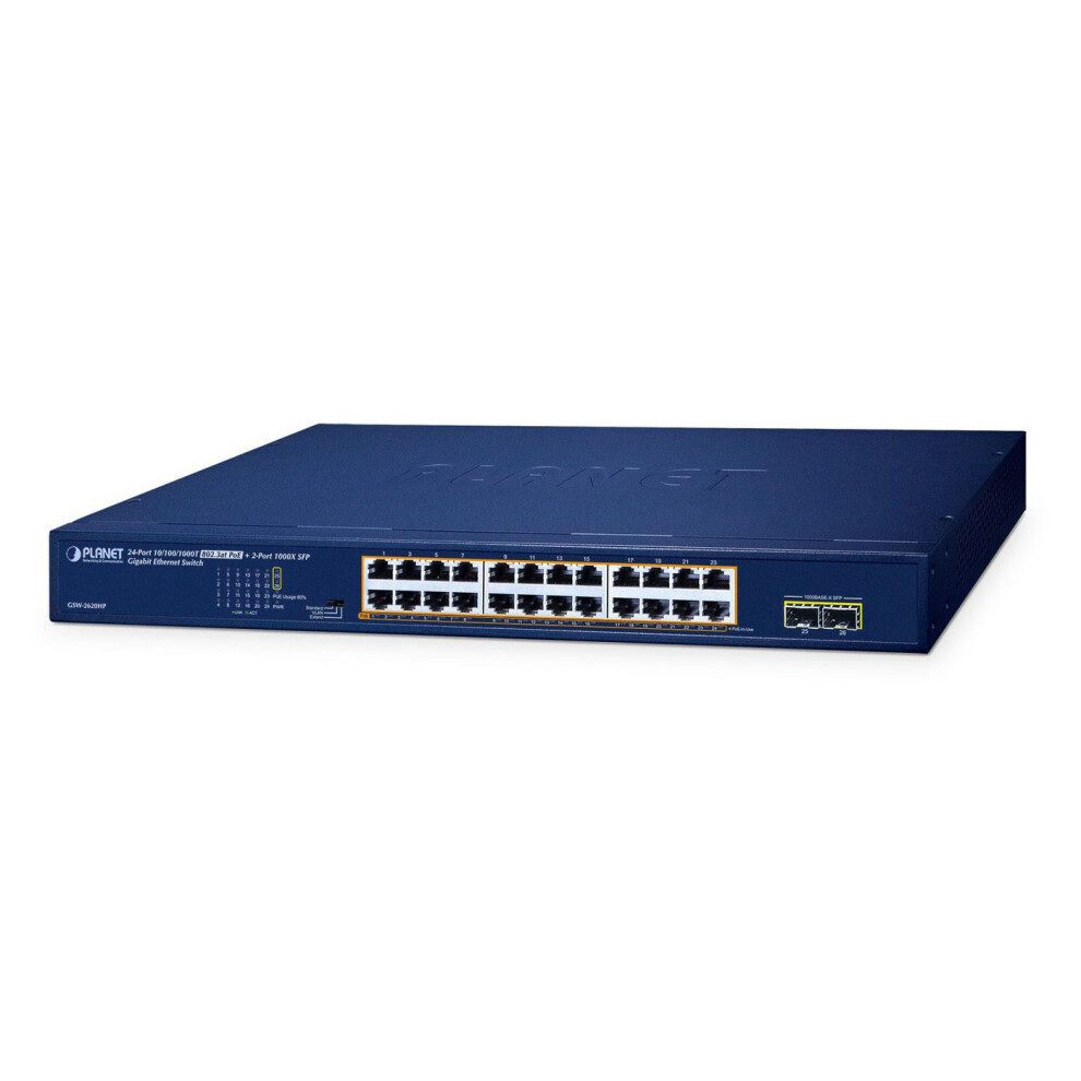 Planet 24 Port 10/100/1000T 802.3At Poe 2 Port 1000X Sfp 52 Gbps 38.6 Mpps 2.85 Kg 4711605281416