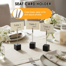 20 Pieces  Base Memo Clip Holder with Alligator Clip Wood Base Table Number Holder  Base Place Card Holder