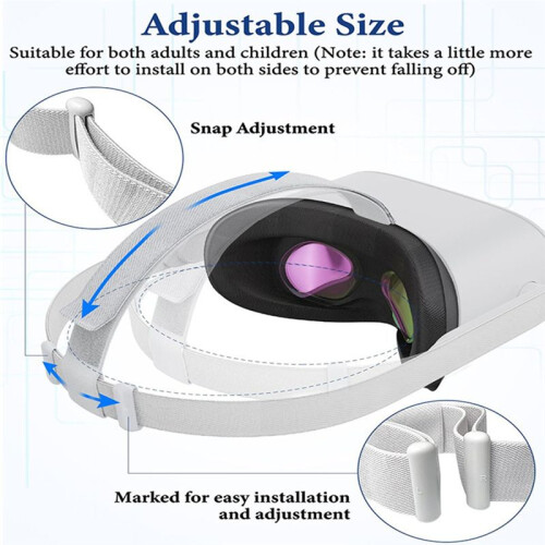 Strap for  Quest 2 VR Headset, Replacement  Strap for Meta Quest 2 VR Headband Strap with Joystick Caps B 2