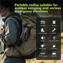 Solar Hand Crank Radio with SOS Alarm, AM/FM/SW & Flashlight. 2000mAh Battery Charging Emergency for Outdoor Survival