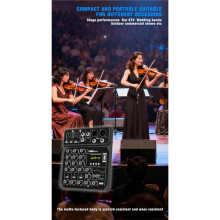4 Channel Audio Mixer USB Studio Sound Mixer DJ Console Mixing 48V Phantom Power USB/MP3 Player for Karaok