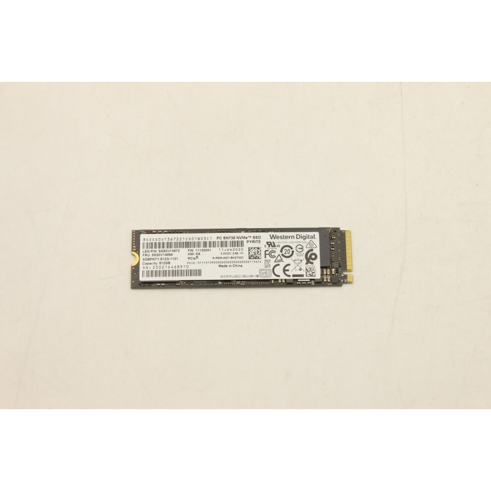 Lenovo M.2 2280 Ssd With 512Gb Capacity Pcie 3.0 X4 Interface Up To 3400 Mb/S Read Speed 2700 Mb/S Write Speed.