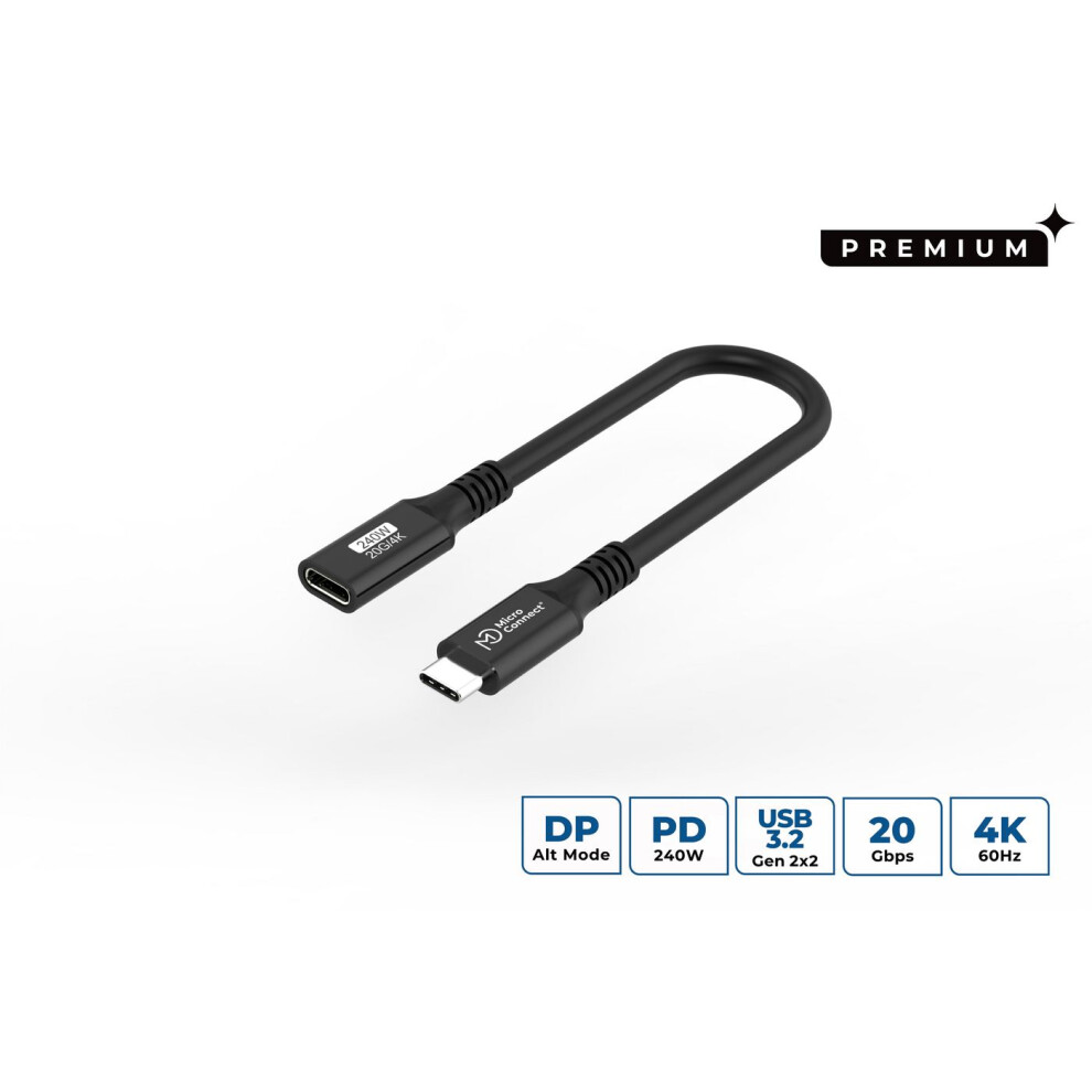 Microconnect Premium Usb-C Cable Extender 0.15M 20Gbps 240W Usb 3.2 Gen 2X2 5715328135642