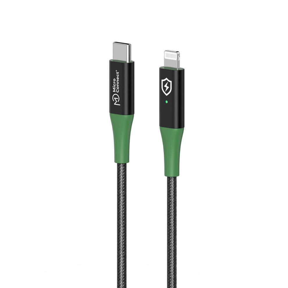 Microconnect Smart Charge Mfi Usb-C To Lightning Cable 2M Black/Green 5715063388310