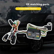 4-Pin Trailer Hitch Wiring Harness Kit Connector Trailer Wiring Harness 56406 for Cherokee 2009-2023