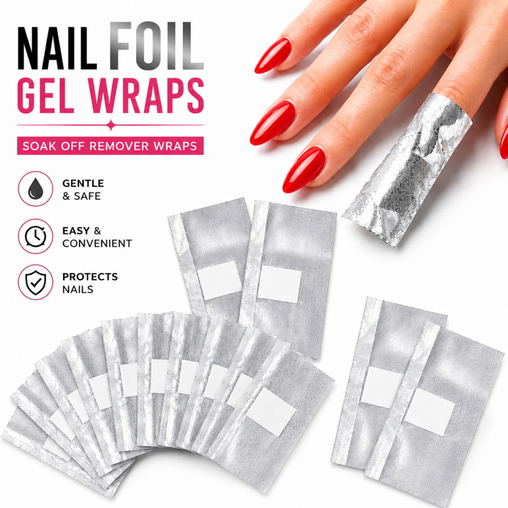 Gel Nail Foil Wraps for Gel Polish Removal Pre-Cut Acetone Soak Off Remover Wraps for UV & LED Gel Nails