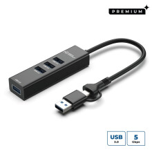 MicroConnect Premium USB 3.0 Hub 4-Port with USB-C & A connectors 5Gbps 015m
