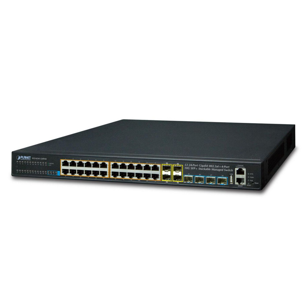 Planet Layer 3 24-Port 10/100/1000T 802.3At Poe + 4-Port 10G Sfp+ Stackable Managed Switch 4711605282031