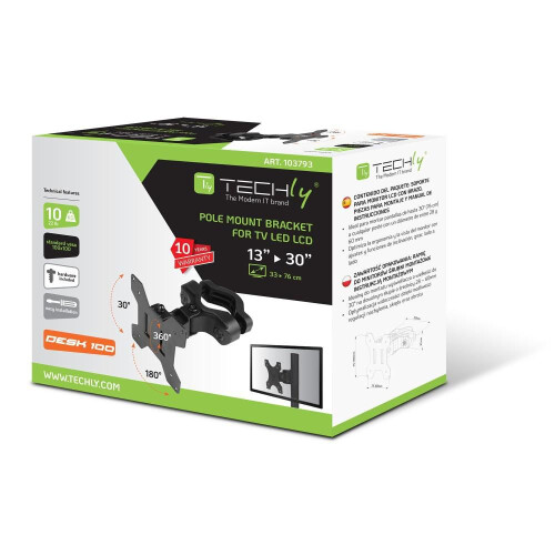 Muurbeugel - Techly - ICALCD100BK - Zwart - 10 kg - 13 tot 30 inch 1