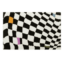 Flower Bath Mats Soft Plush Checkerboard Grids Soft Floral Bathroom Carpet Bedside Carpet Decor Anti Slip Floor Mat C