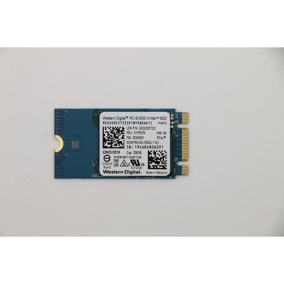 Lenovo M.2 Pcie Nvme Ssd With 256Gb Capacity 2242 Form Factor Gen3x2 Speed Suitable For Fast Data Access. 5704174030874