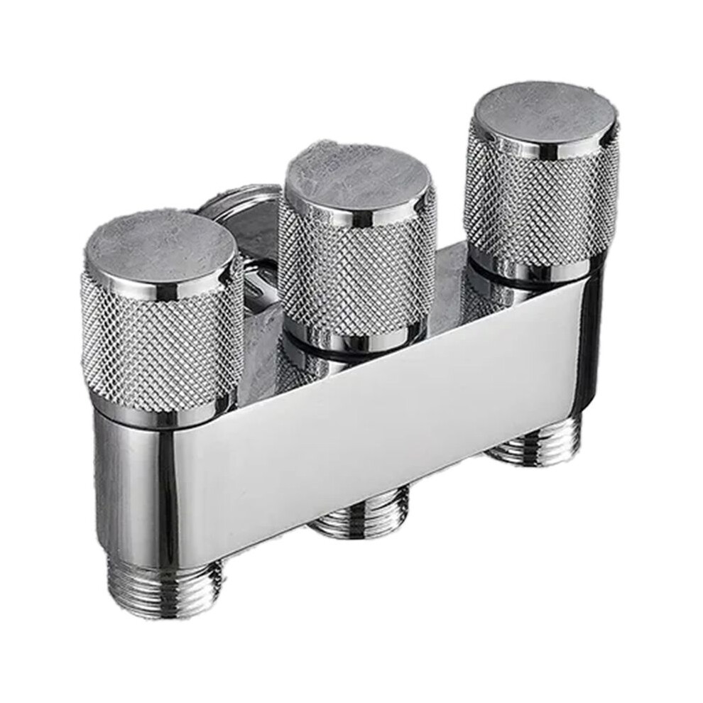 Photos - Tap / Valve / Fitting Brass One in Three Out Three Way Control Washing Machine Chrome/Gray Faucet Three Way Triangle Valve G1/3Mini Silver