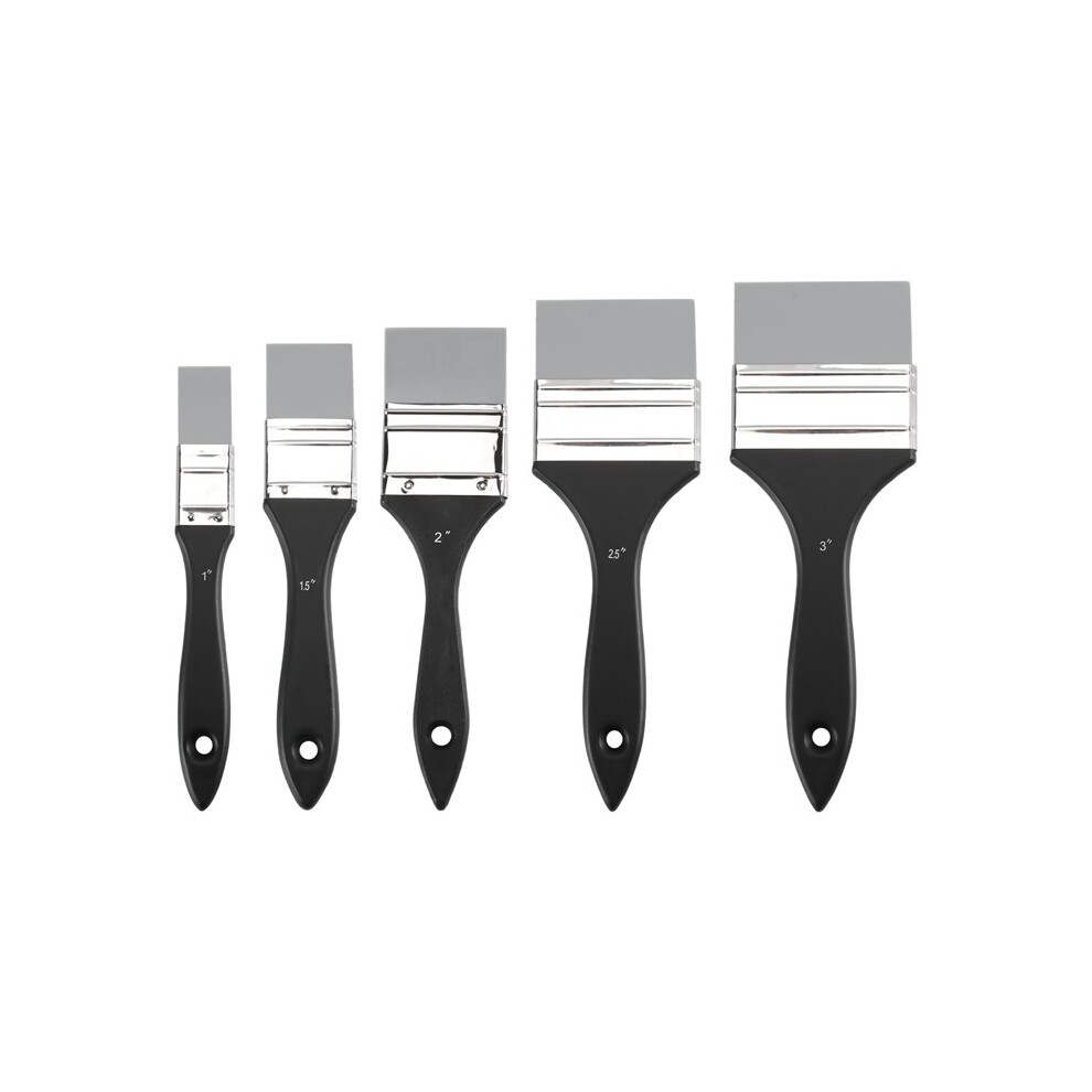 Tlily 5Pcs Silicone Paint Brush Set,Flat Shaped Painting Tool For Water Based Acrylic Paints, Gouache(1In,1.5In,2In,2.5In,3In)