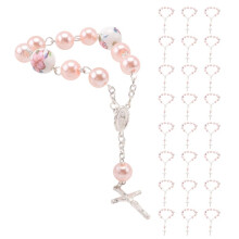 Les Cadeaux de Baptême pour les Filles Comprennent 25 Pièces de Chapelet de Baptême Rose, Chapelet pour Bébé, Chapelet, 25 Pièces, Sacs en
