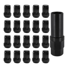 Dadi per Ruote Auto, 20 Pezzi Cromati Aftermarket con Estremità Chiusa Duplex 6 Scanalature con 1 Chiave, Capocorda per Bordo Carburante per Veicolo,