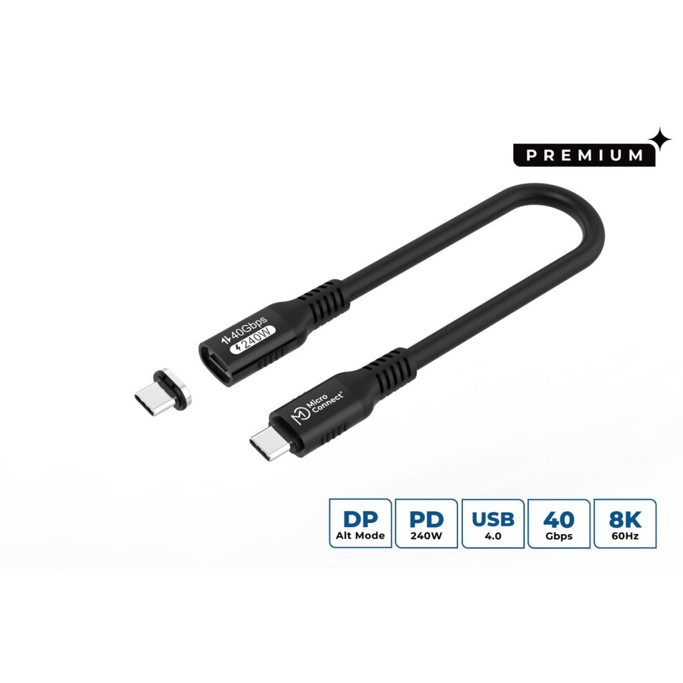 Microconnect Usb-C To Usb-C Cable 015M Premium Magnetic Silicone 240W 8K 40Gbps Usb4 5715328135550