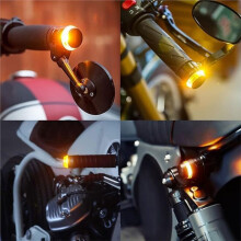 2 X Handlebar Turn Signals Yellow White Side for Light Bar End Indicator for ATV Electric Vehicle Scooter