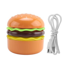 Cute Desk Lamp for Kids, Rechargeable Hamburger Small Desk Lamp with Adjustable Neck Touch with Pencil Sharpener