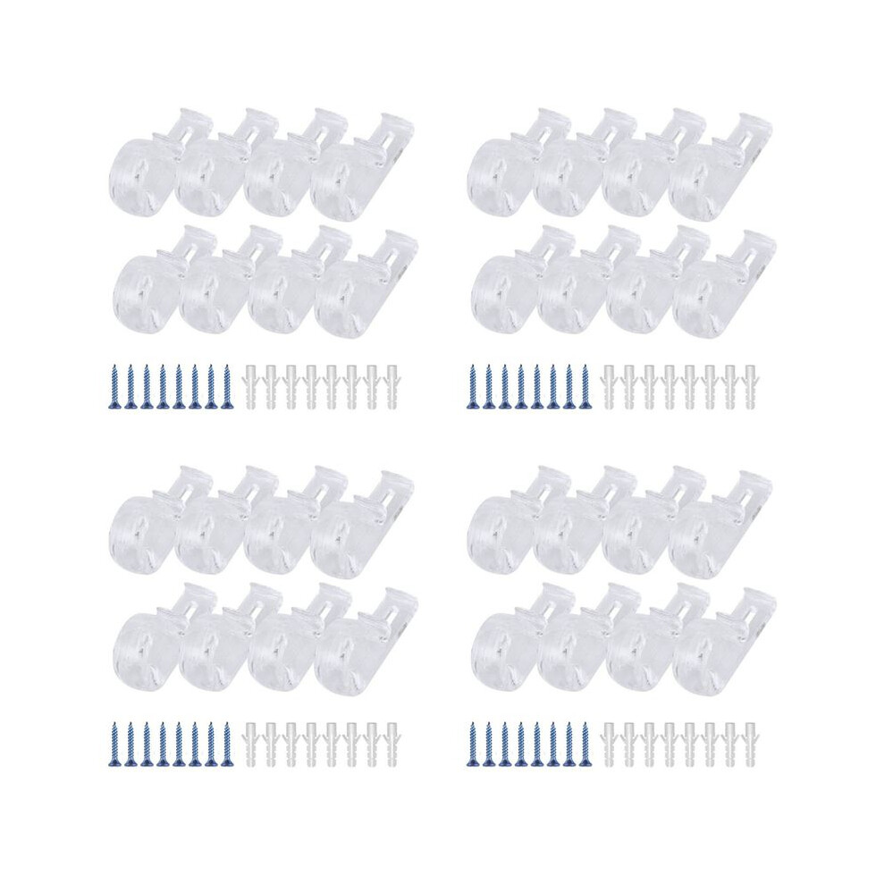 32Pcs Curtain Clear P Clips Hook,Roller Blind Clips Child Safety Chain Cord P Clip Hooks