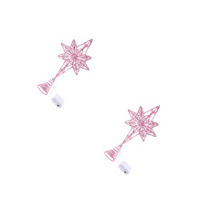 2Stk Metall Baumspitze Stern Pink Für Kleine Tannenbaumdeko