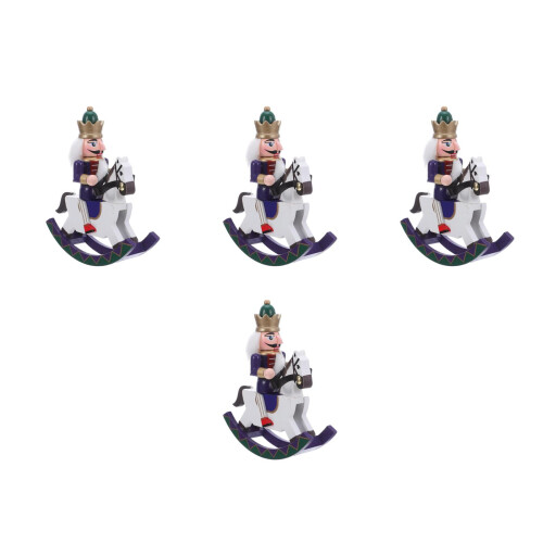 4Stk Blaue Nussknacker Holzfigur Für Weihnachtsbaum &
