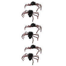 3Sets Schwarze Spinnen Halloween Broschen & Armbänder Deko Set