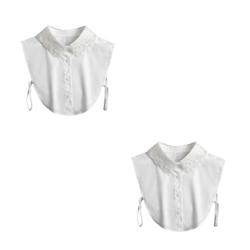 2Stk Weiße Baumwoll Fake Damen Abnehmbar Für Blusen Pullover 1