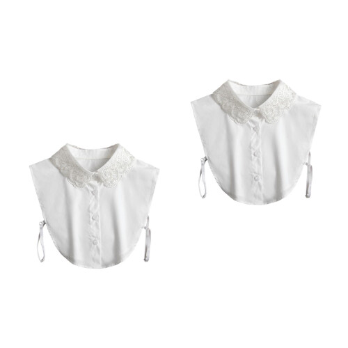 2Stk Weiße Baumwoll Fake Damen Abnehmbar Für Blusen Pullover 2