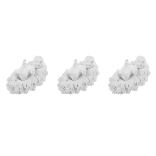 3Stk Weiße Resin Jesus Statue Baby Krippenfigur 2