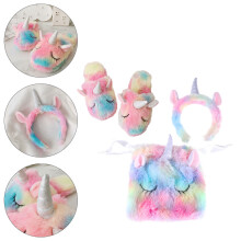 3Stk Farbiges Einhorn Kostümset Plüsch Party Für Kinder