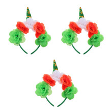 3Stk Stirnband Damen Stoff Blumenhaarschmuck Bunt